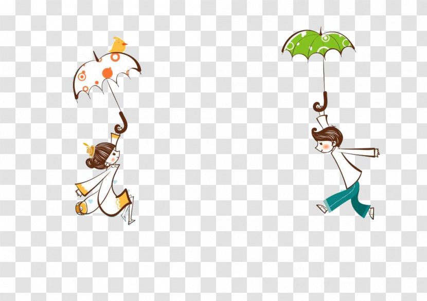 Cartoon Umbrella Rain Illustration Transparent PNG