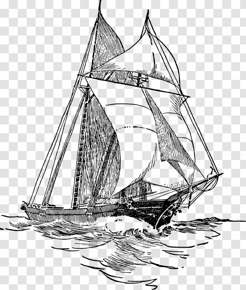Sailing Ship Sailboat Drawing - Baltimore Clipper - Island Clipart Transparent PNG