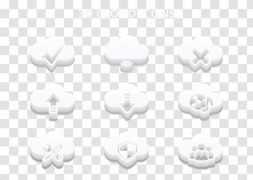 Download Icon - Monochrome - Three-dimensional Cloud Transparent PNG
