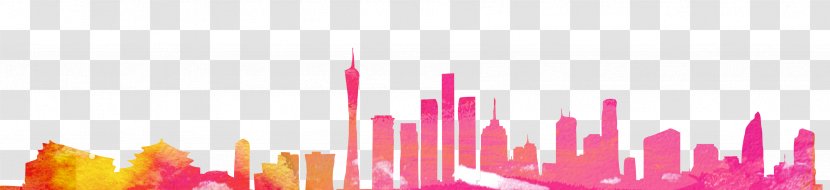 Graphic Design Computer Wallpaper - Magenta - City Silhouette Transparent PNG
