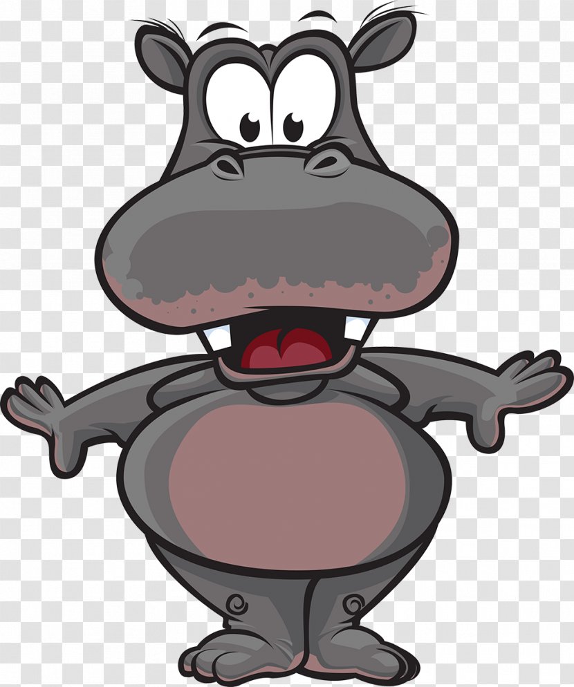 Hippopotamus Rhinoceros Cartoon Clip Art - Vertebrate - Hippo Transparent PNG
