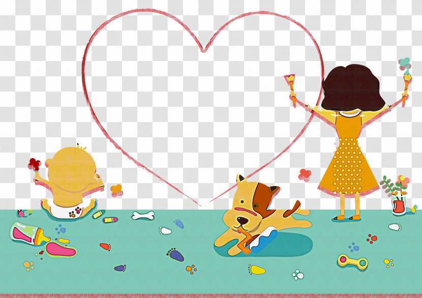 Cartoon Love Heart Child Sharing Transparent PNG