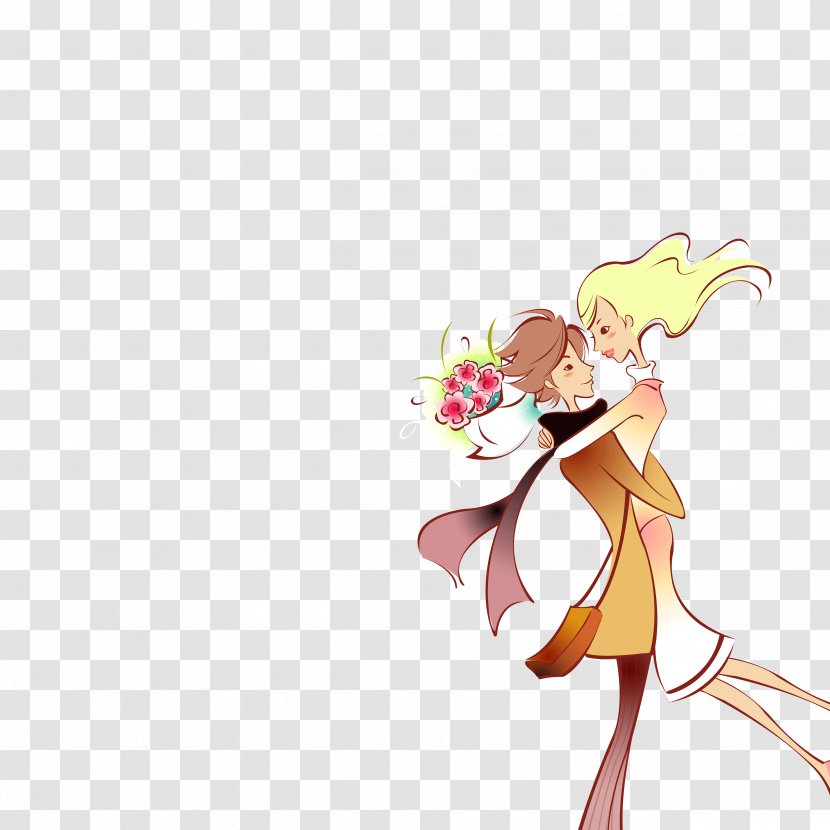 Valentines Day Qixi Festival Gift Girlfriend Significant Other - Flower - Cartoon Love Men And Women Transparent PNG