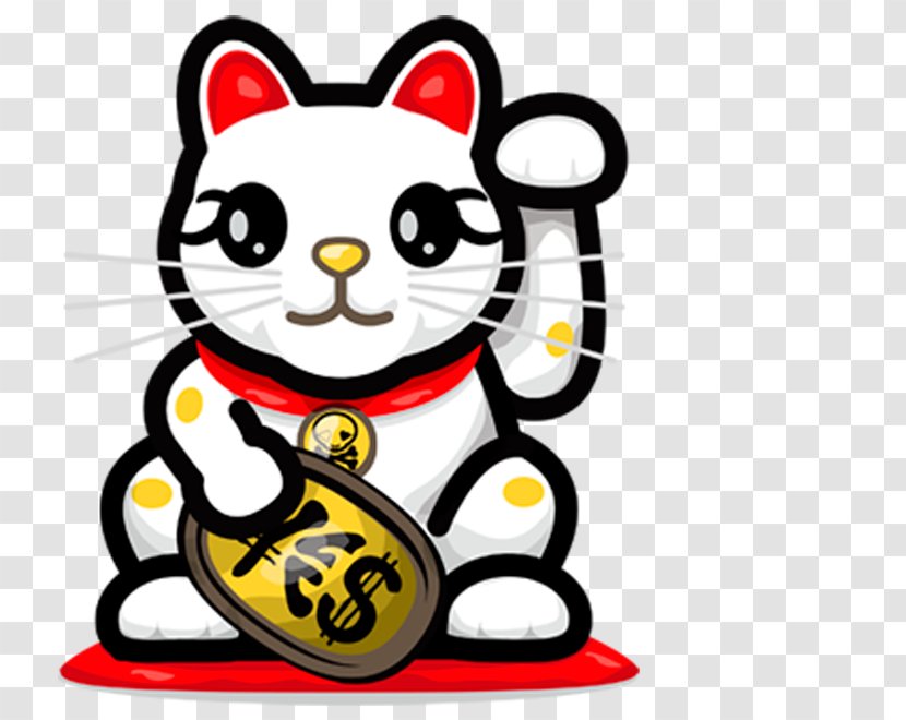 Cat Maneki-neko Luck Iron-on Kitten - Carnivoran Transparent PNG