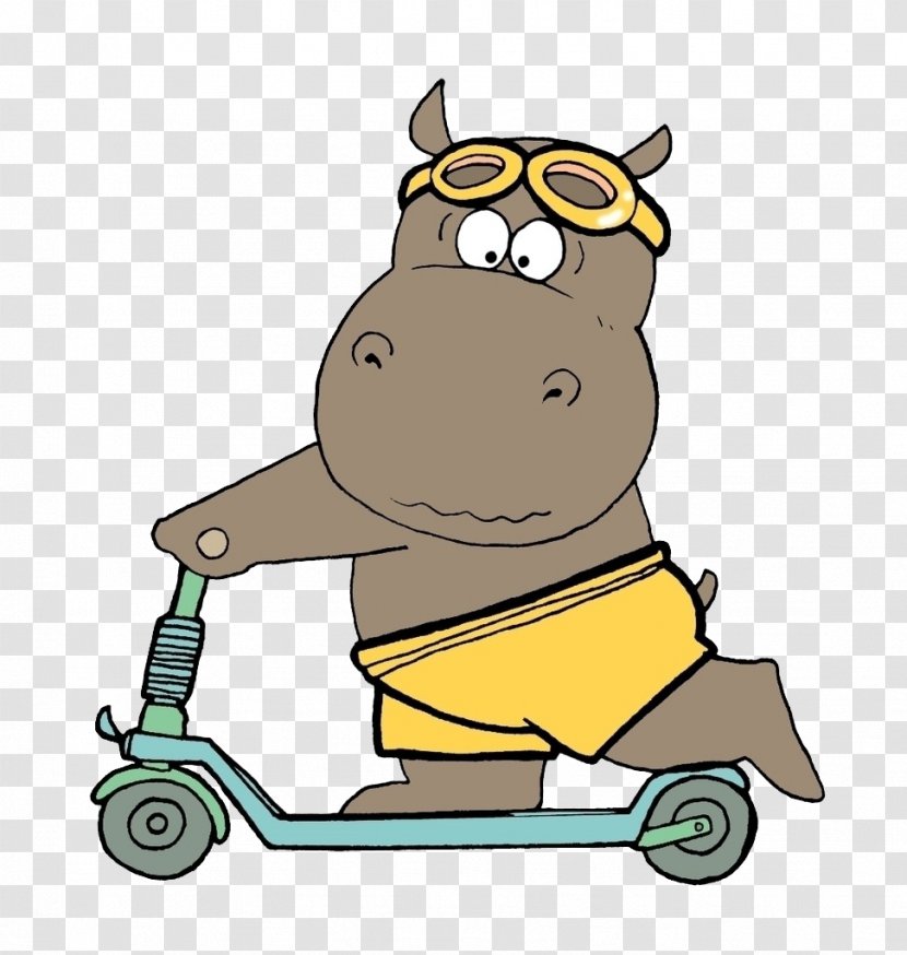 Hippopotamus T-shirt Clothing Toy Fashion Accessory - Ironon - Scooter On The Hippo Transparent PNG