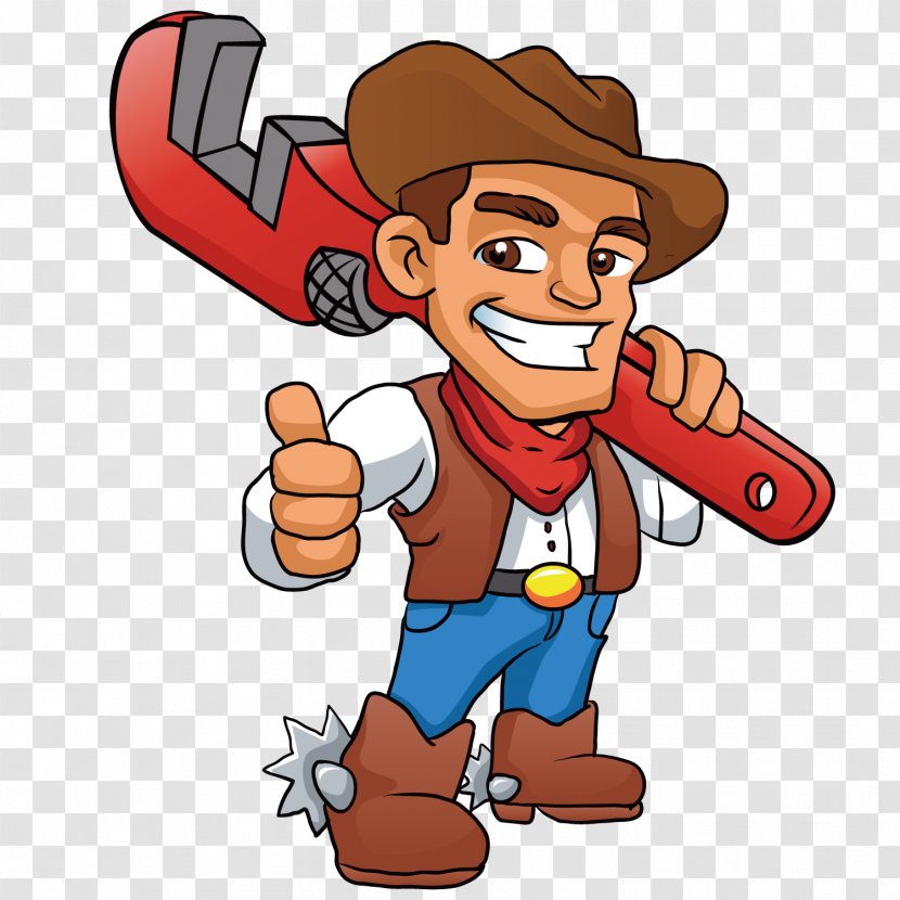 Plumber Cowboy Stock Photography Illustration - Carrying A Wrench Maintenance Master Transparent PNG
