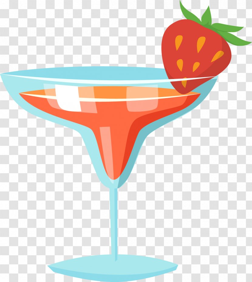 Cocktail Juice Pink Lady Margarita Martini - Champagne Stemware - Strawberry Transparent PNG