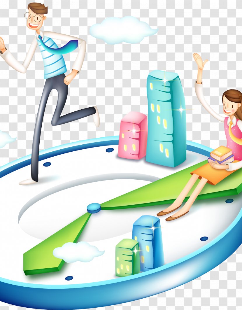 Cartoon Clock Poster Illustration - Animation - A Race Against Time Transparent PNG
