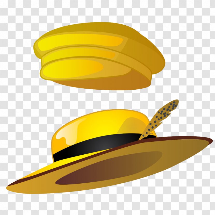 Straw Hat Cartoon Illustration - Fashion - Two Yellow Transparent PNG