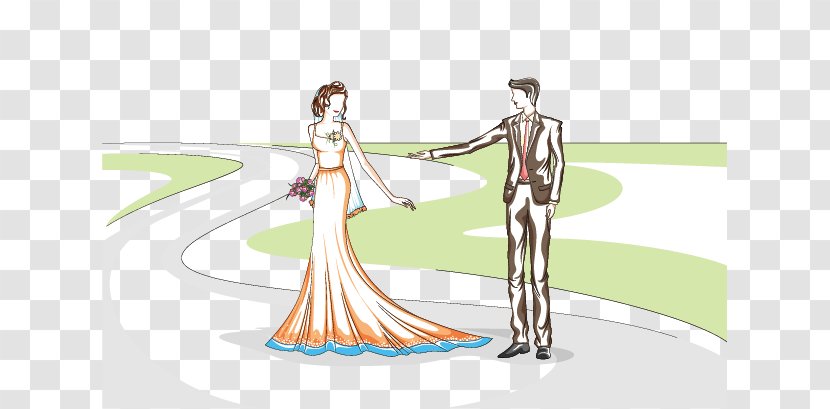 Wedding Bride Couple Illustration - Cartoon Transparent PNG