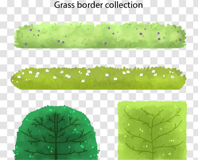 Watercolor Painting Graphic Design - Green - Grass Borders Transparent PNG
