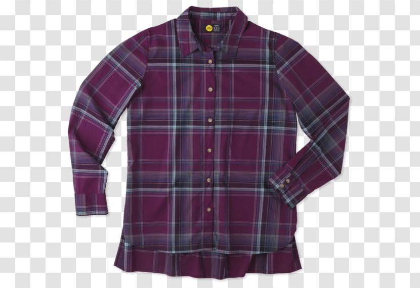 Sleeve Tartan Button Shirt Outerwear - Plaid Transparent PNG