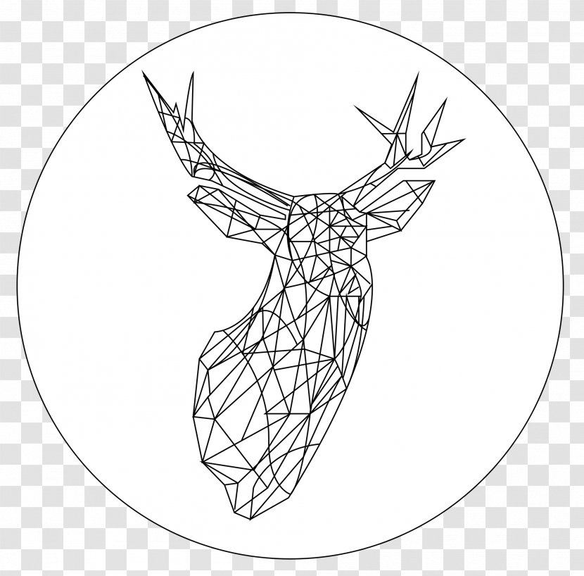 Deer Line Art Antler Drawing White - Heart Transparent PNG