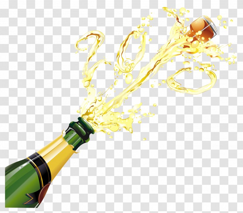 Champagne Wine Beer Bottle - New Year - Popping Photos Transparent PNG