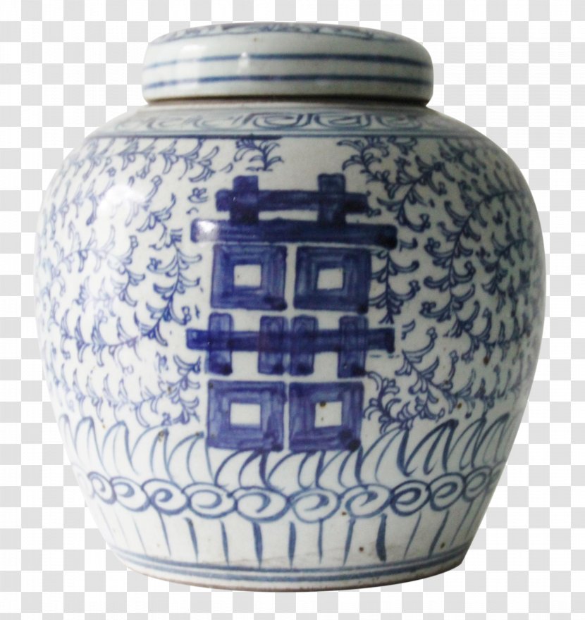 Blue And White Pottery Ceramic Urn Cobalt - Vase Transparent PNG