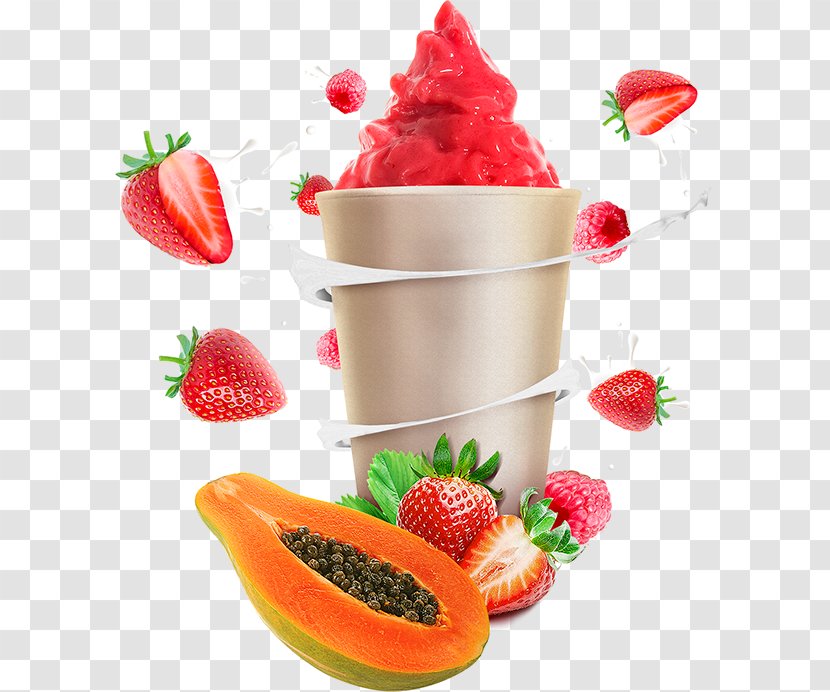 Smoothie Strawberry Frozen Yogurt Ice Cream Baobing - Milk Transparent PNG