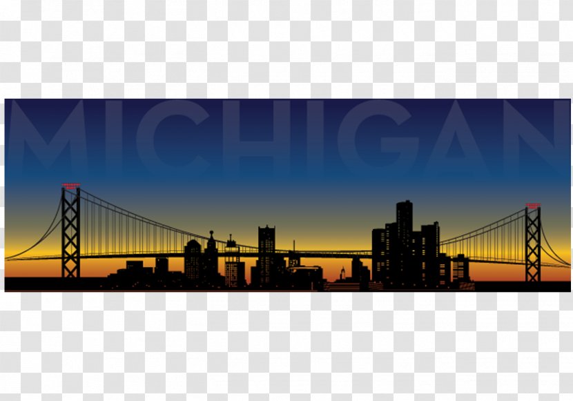 Detroit Skyline Cityscape - Sunset - Vector Transparent PNG
