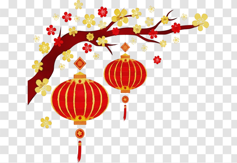 Red Lantern Plant Ornament Transparent PNG