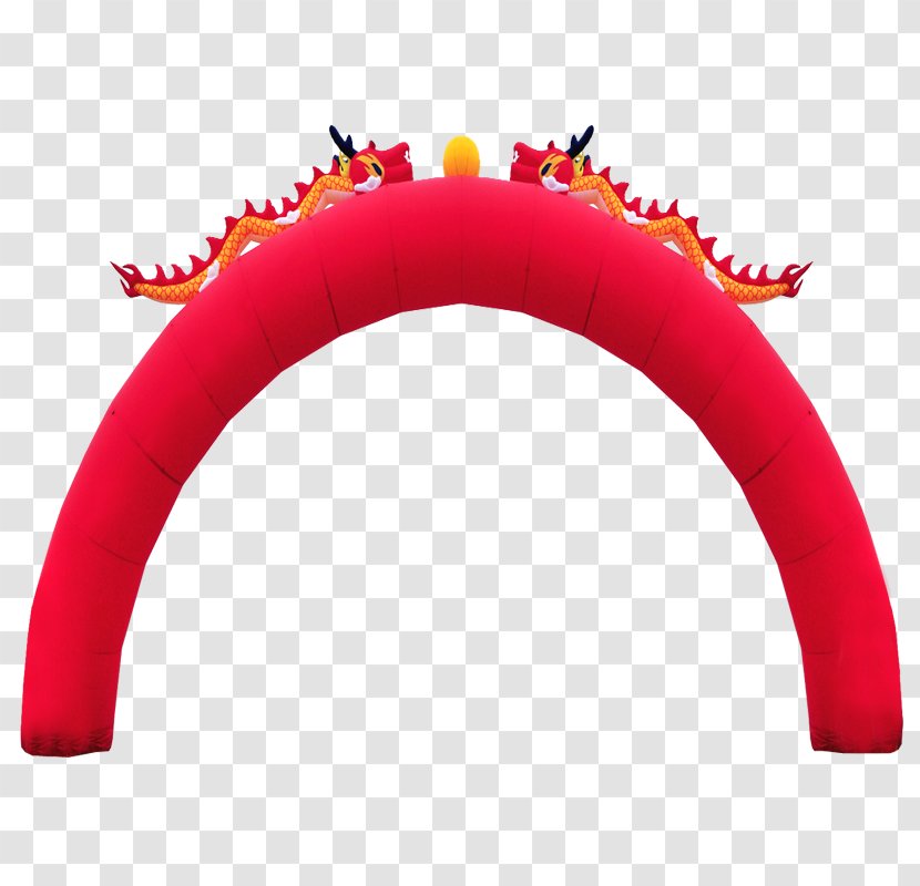 Column Arch Ink - Red - Chinese Dragon Arched Columns Transparent PNG