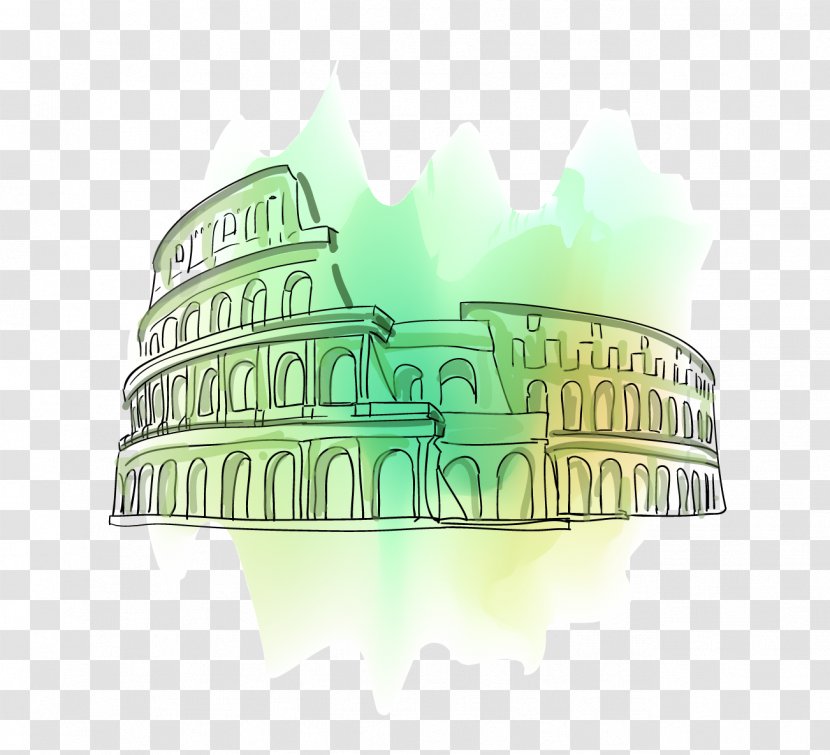 Colosseum Vecteur Drawing Illustration - Vector Green Transparent PNG