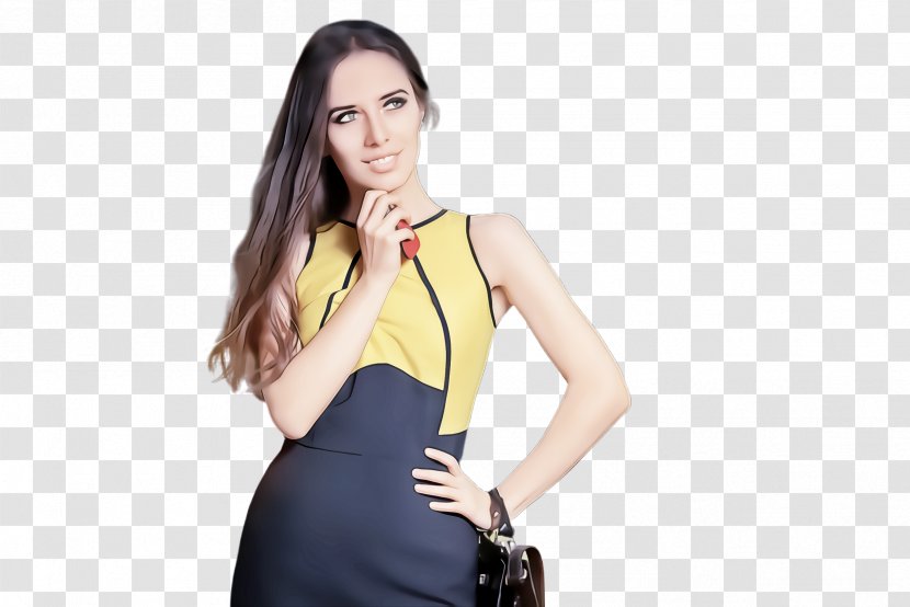 Fashion Model Clothing Yellow Dress Shoulder - Formal Wear - Photo Shoot Transparent PNG