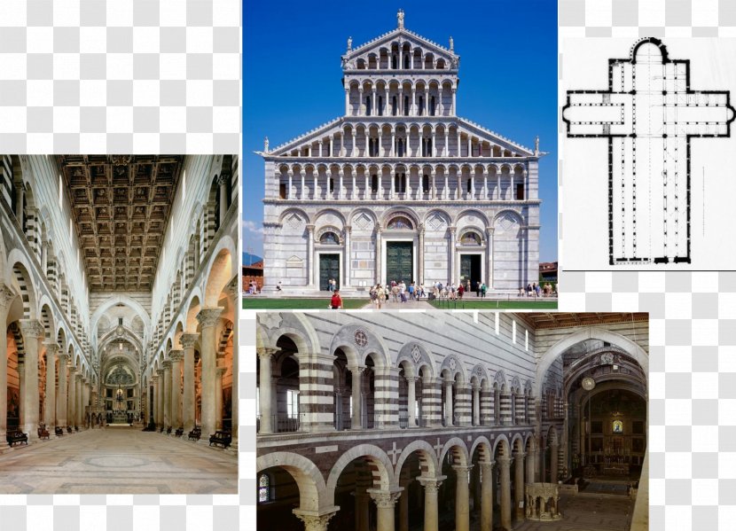 Pisa Cathedral Piazza Dei Miracoli Medieval Architecture Building - Symmetry Transparent PNG