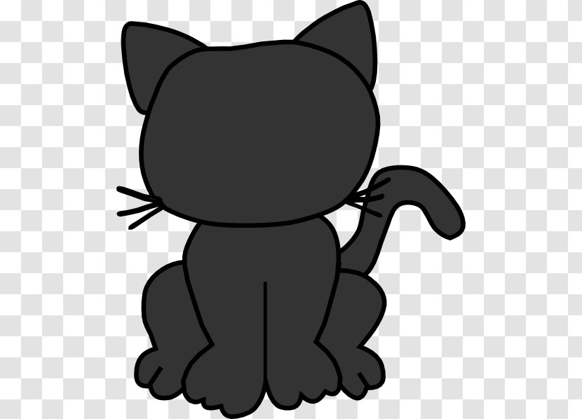 Black Cat Kitten Clip Art - Cuteness - Silhouette Outline Transparent PNG