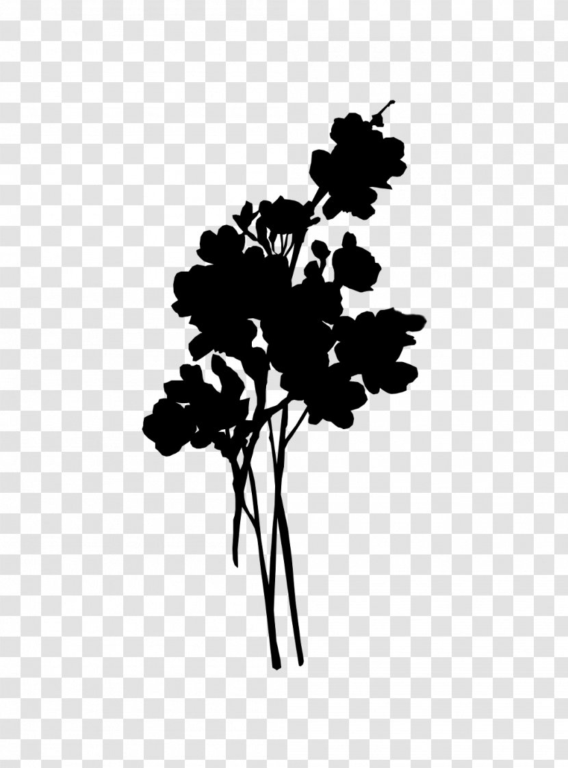 Black & White - Leaf - M Flower Plant Stem Silhouette Transparent PNG