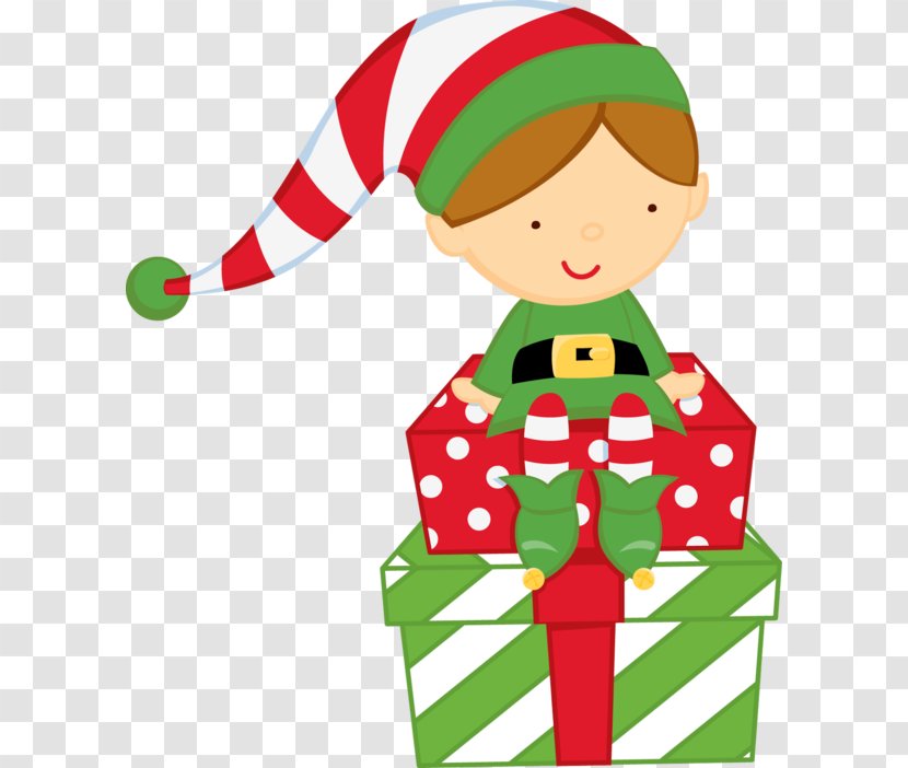 Santa Claus Christmas Gift Pillow Personalization - Decoration - Cartoon Elf Green Clothes Transparent PNG