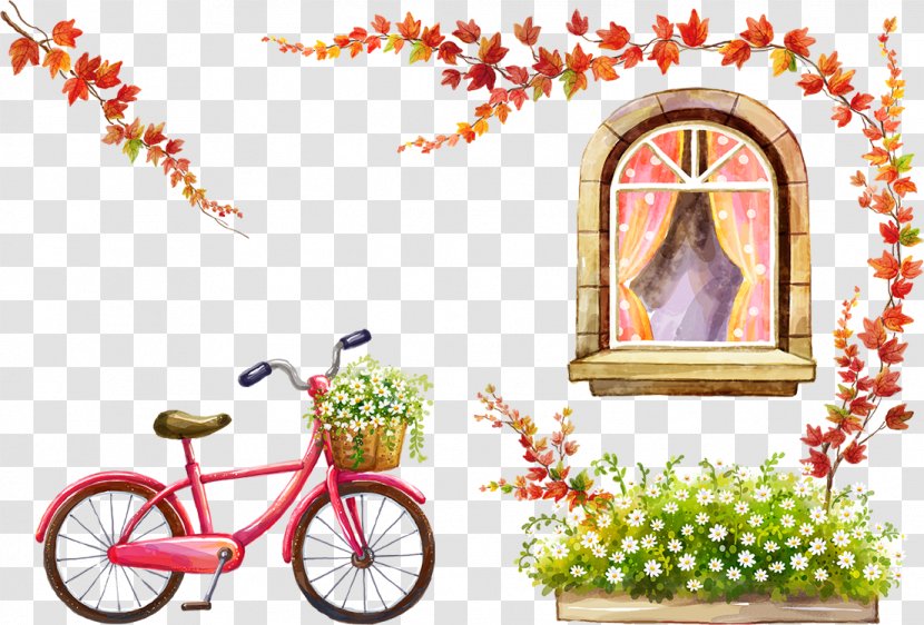 Download Resource - Floral Design - Bicycle And Windows Transparent PNG