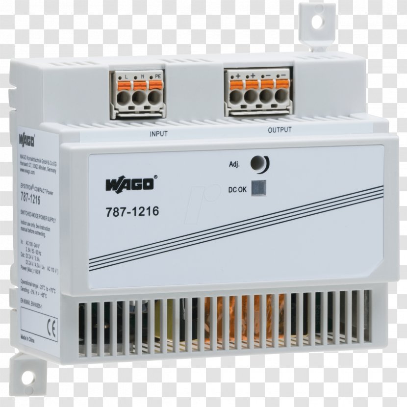 DIN Rail WAGO Kontakttechnik Electronics Power Converters RF Modulator - Wago - Switchedmode Supply Transparent PNG