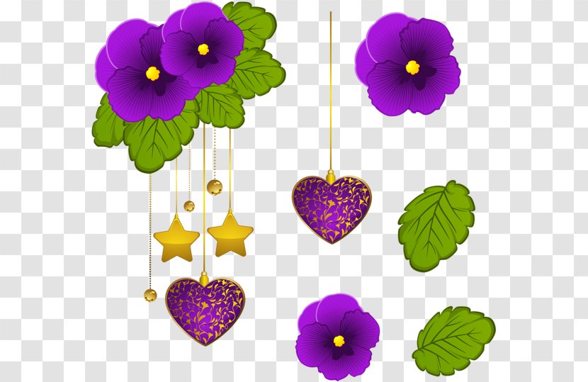 Purple Watercolor Flower - Violet Family - Heart Cut Flowers Transparent PNG