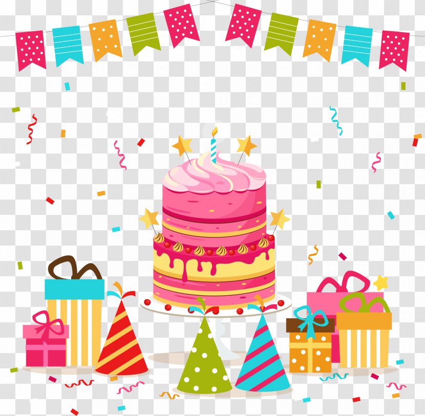 Birthday Cake Clip Art - Vector Hand Painted Celebration Transparent PNG