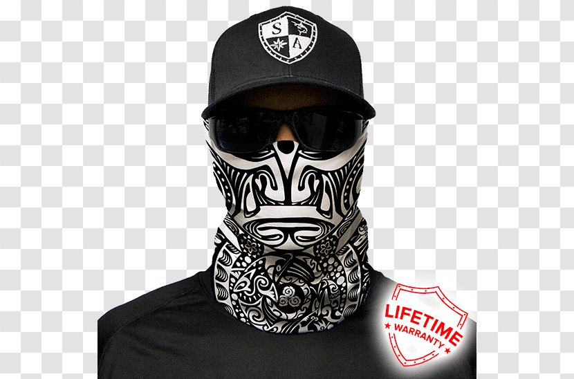 Face Shield Black & White 2 Polynesia Kerchief Balaclava - Polynesians Transparent PNG