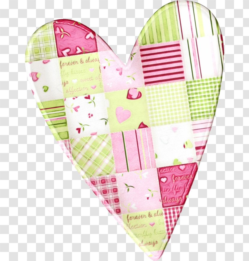 Pink Heart Patchwork Textile - Love - Bib Transparent PNG