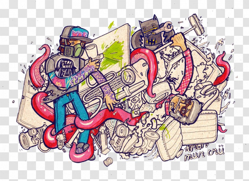 Cartoon Graffiti Illustration - Hip Hop - Rock Character Transparent PNG