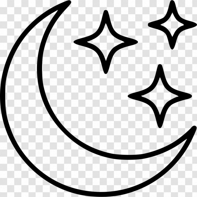 Star And Crescent Clip Art Symbol - Monochrome Transparent PNG