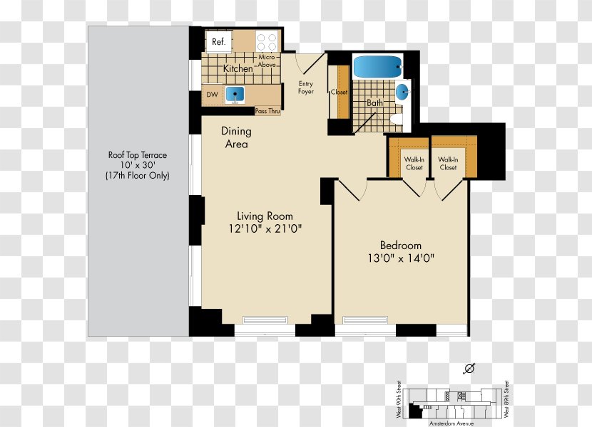 Floor Plan The Sagamore Apartment Bedroom - Upper West Side - Zagamore Transparent PNG