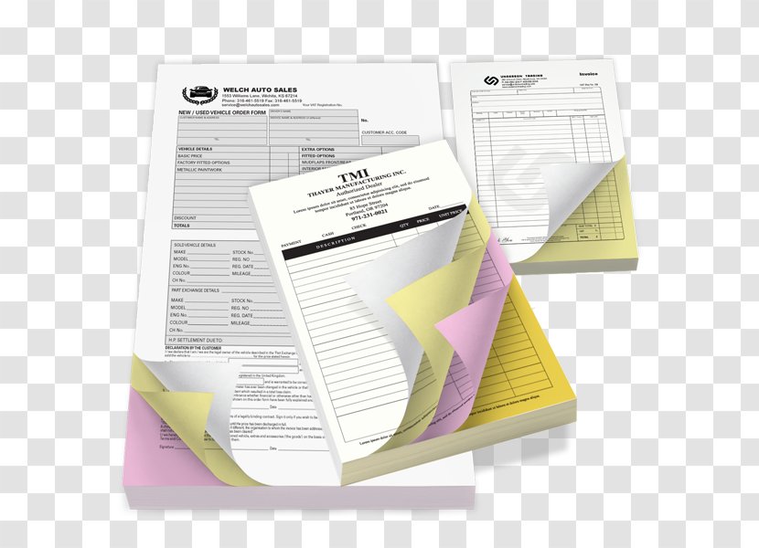 Carbonless Copy Paper Form Printing Carbon Copying - Ncr Corporation - Color Transparent PNG