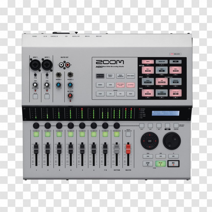 Zoom HD8 And HD16 Corporation Hard Disk Recorder Multitrack Recording Sound Reproduction - Frame - H5 Interface Transparent PNG