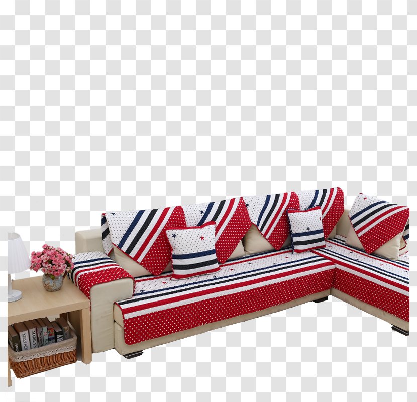 Sofa Bed Couch Blue Furniture - Red And Striped Cushion Products In Kind Transparent PNG