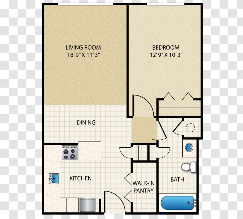 Floor Plan The Bluffs Apartments Laundry Room - Square Foot Transparent PNG