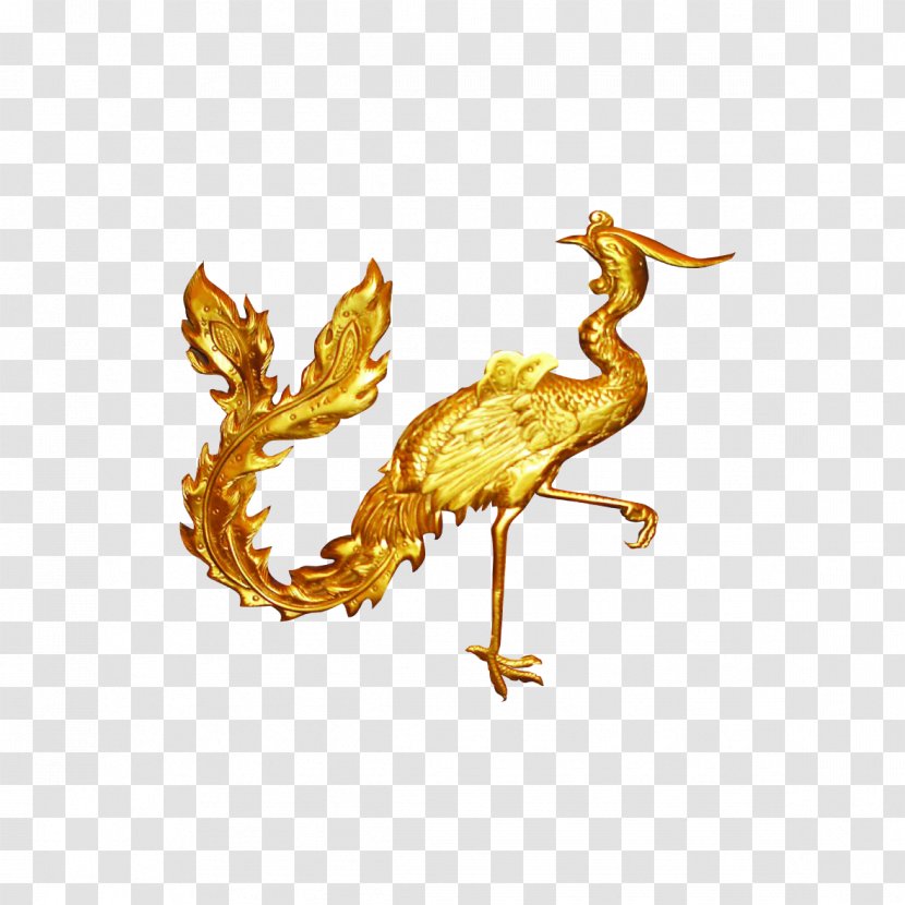 Fenghuang Download Gold Computer File - Organism - Golden Phoenix Peacock Transparent PNG