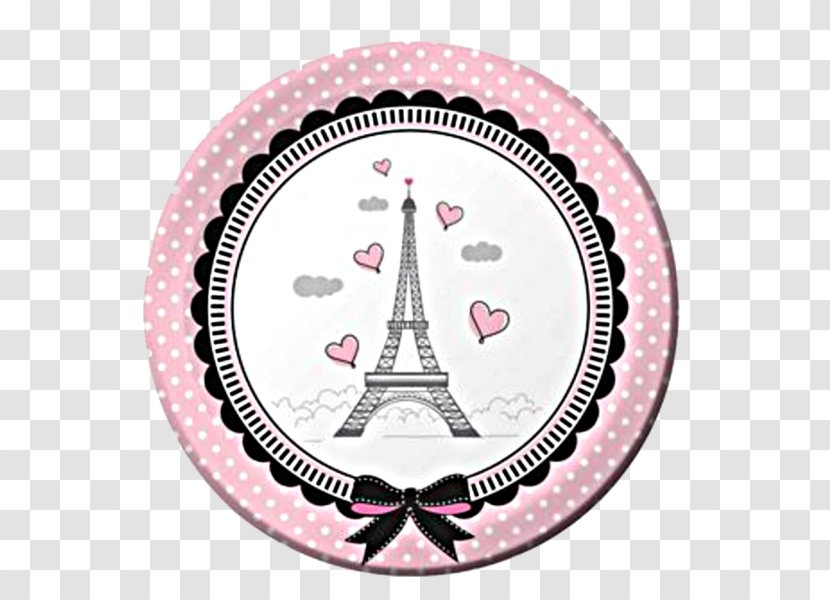 Eiffel Tower Children's Party Birthday Sweet Sixteen - Watercolor - Plates Napkins Transparent PNG