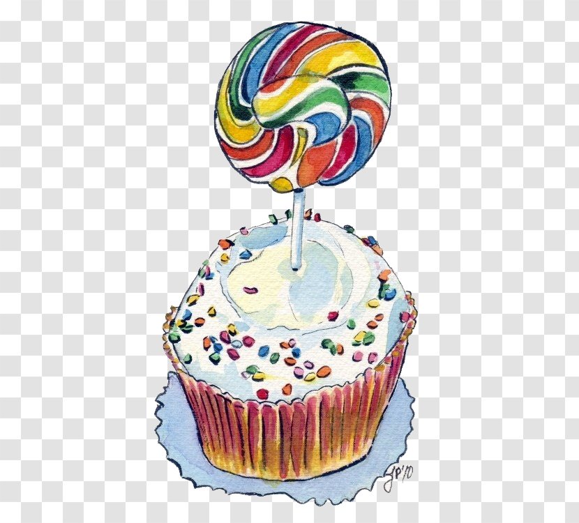 Lollipop Cupcake Watercolor Painting Illustration - Printing Transparent PNG