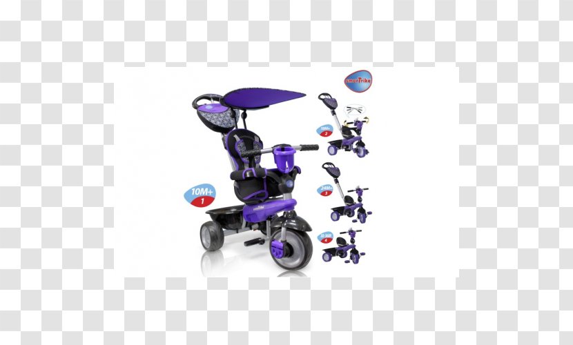 Vehicle Smart-Trike Spark Touch Steering 4-in-1 Tricycle Purple - Motorized Transparent PNG