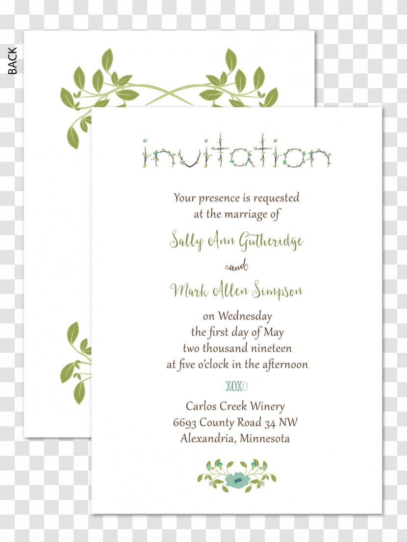 Wedding Invitation Paper Convite Anniversary - Background Transparent PNG