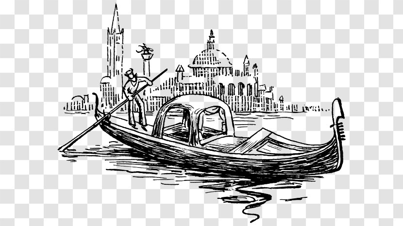 Venice Gondola Drawing Line Art Clip - Bamboo Ink Transparent PNG