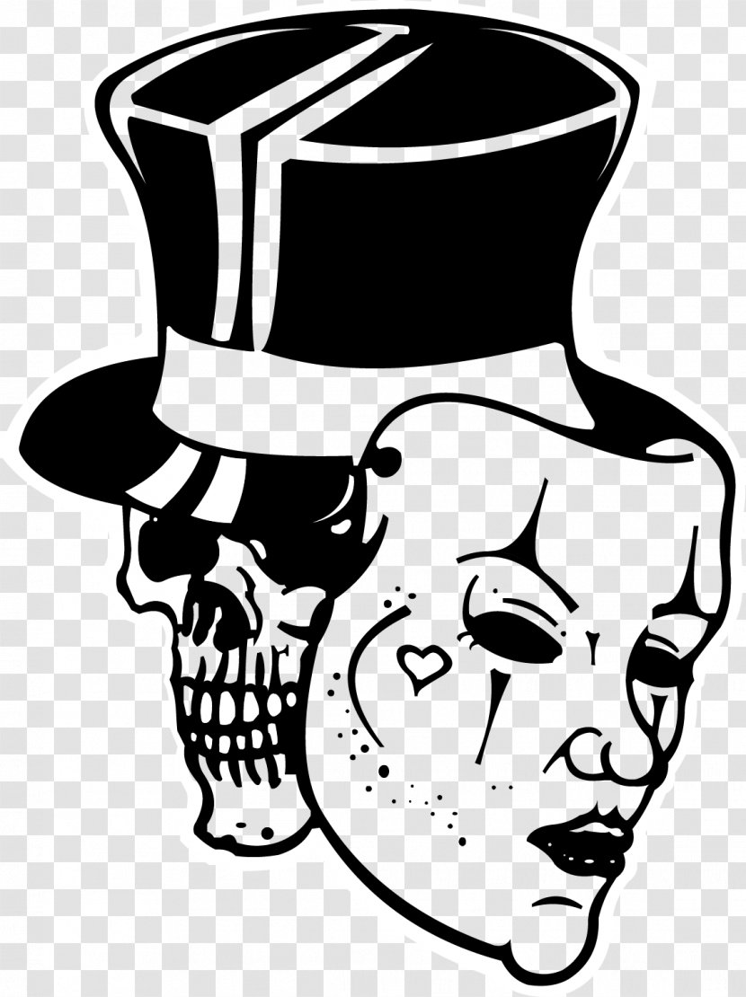 Harlequin Vector Graphics Image Theatre - Monochrome Photography - Skeleton Head Transparent PNG
