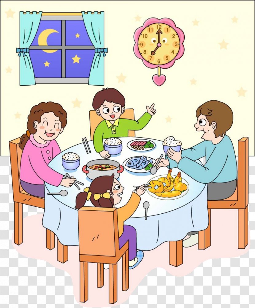 Eating Clip Art - Conversation - Family Dinner Transparent PNG